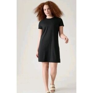 Athleta Women's Essential Tee‎ Dress Round Neck Short Sleeve Black Size XL